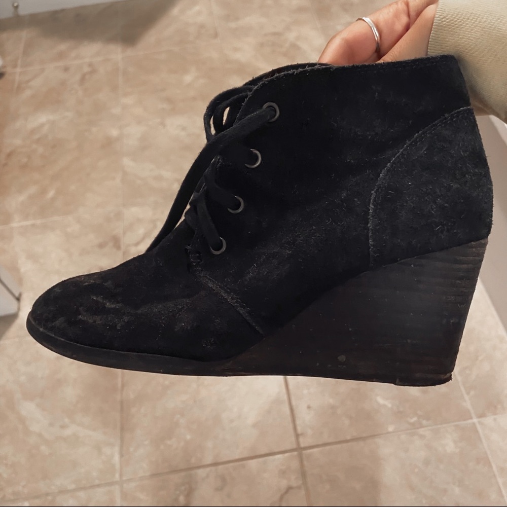 Lucky Brand Black Wedge Booties
